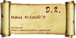 Dubai Kristóf névjegykártya